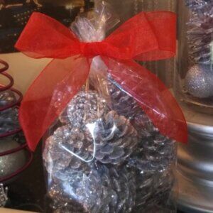 Silver Glitter Pinecones For Christmas-Crafts-Cheesboards-Table Displays- Decor